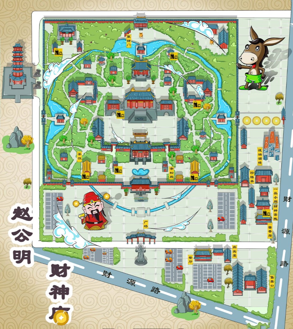 郯城寺庙类手绘地图